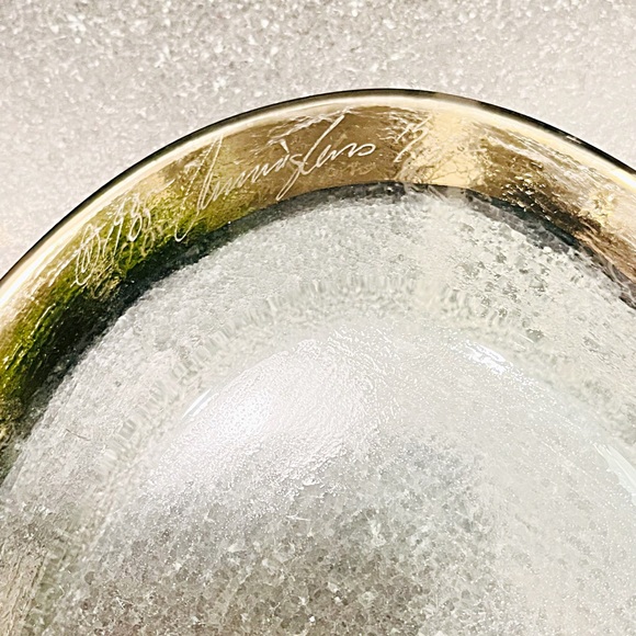 Annie Glass Platinum Oval Tray 8.5” x 13.5” Preowned, Collectible Glass Decor - Picture 3 of 5